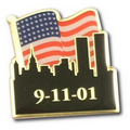 American Flag with Skyline Lapel Pin